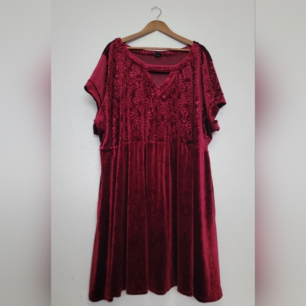 Disney Red Velvet Embossed Skater Dress